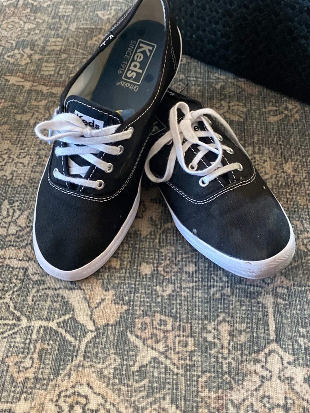 Keds Black Canvas Low-Top Sneakers with White Accents